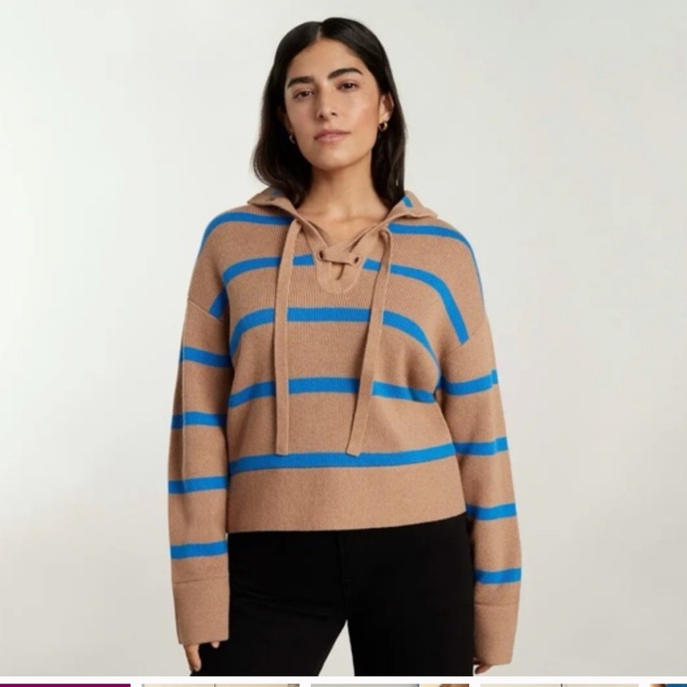 106. Everlane $140 Striped Lace Up Smock Sweater